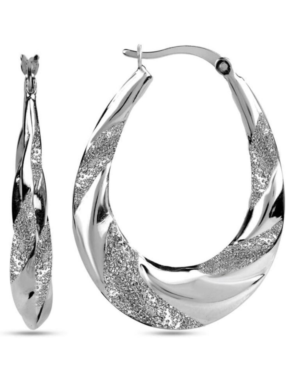 Classic 925 Sterling Silver Diamond-Cut Hoop Earrings | Textured Filigree Design